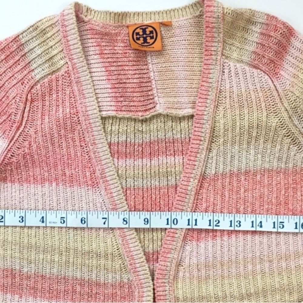 Tory Burch Erin Cardigan Pink Stripes - Picture 3 of 9